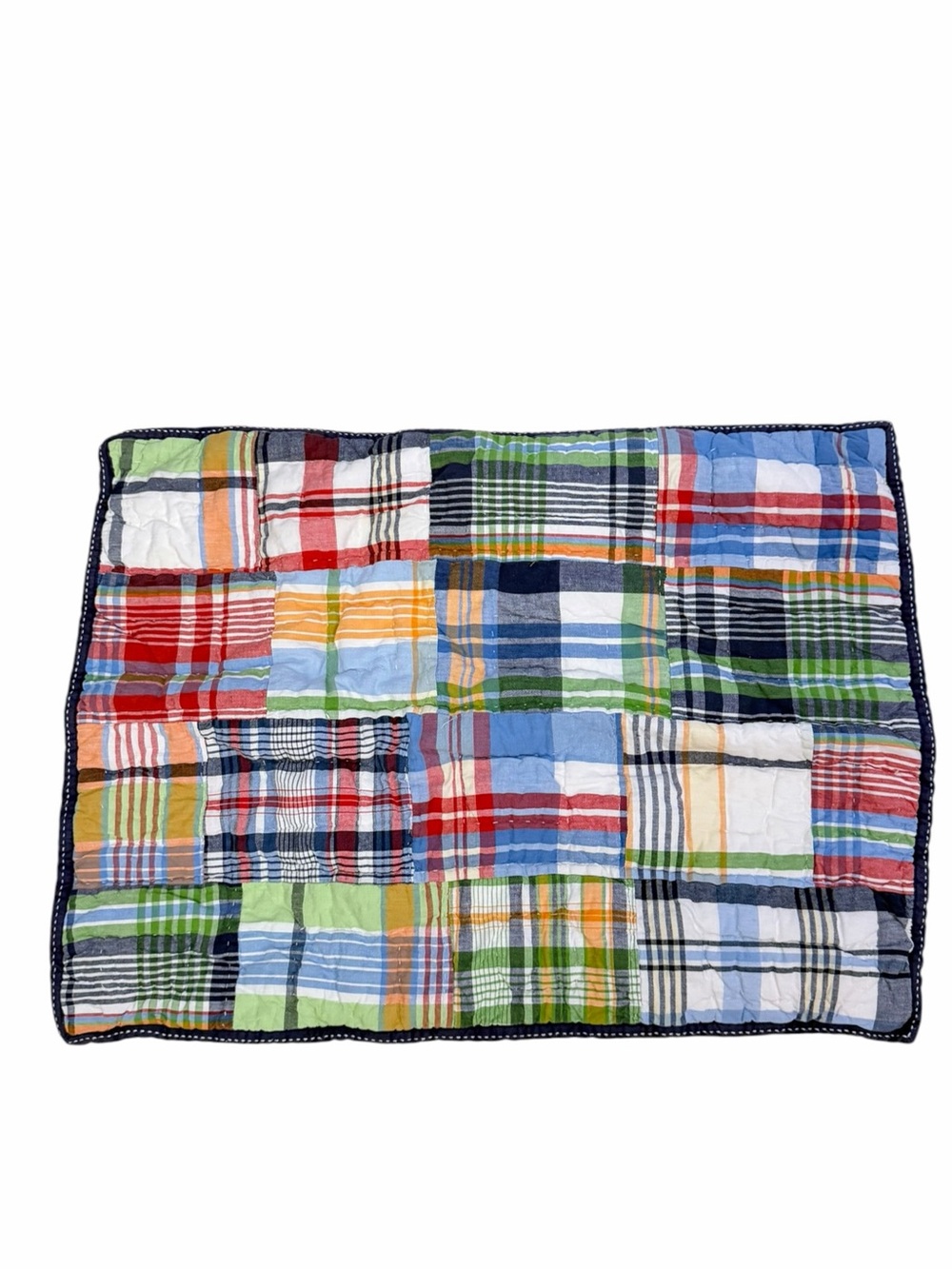 Pottery Barn Kids Plaid Patchwork Quilted Pillow Sham Standard Madras **